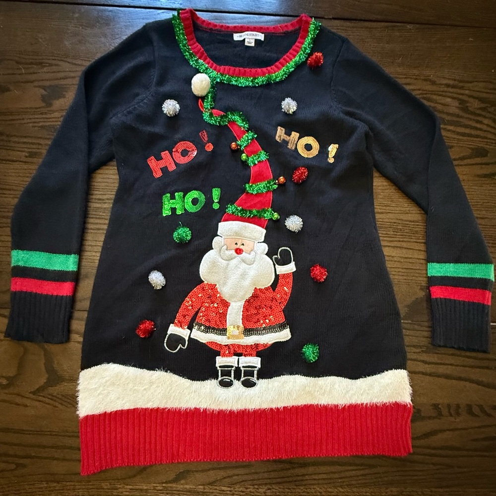 Festive Santa Christmas Sweater dress - Black, Red, Green